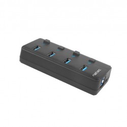 USB хъб Natec USB 3.0 Hub Mantis 2 4-Port On/Off With AC Adapter - USB Хъбове, Четци и Флашки