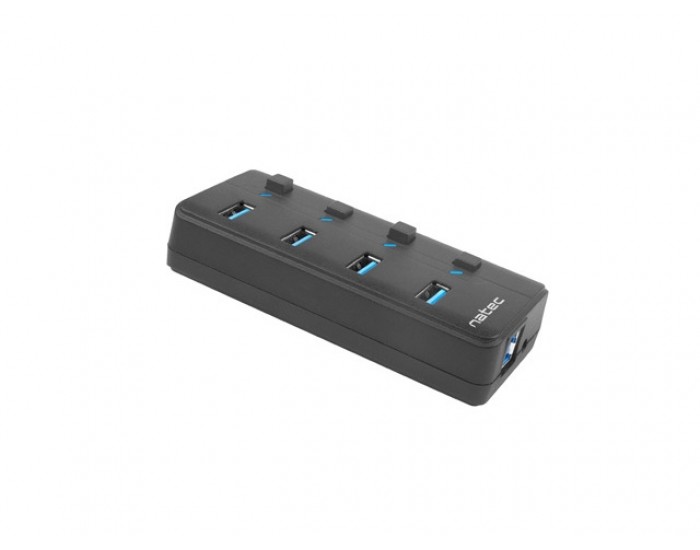 USB хъб Natec USB 3.0 Hub Mantis 2 4-Port On/Off With AC Adapter