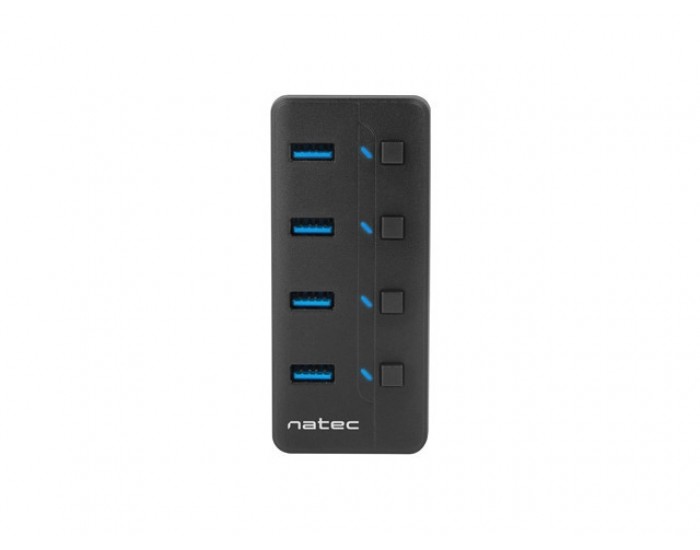 USB хъб Natec USB 3.0 Hub Mantis 2 4-Port On/Off With AC Adapter