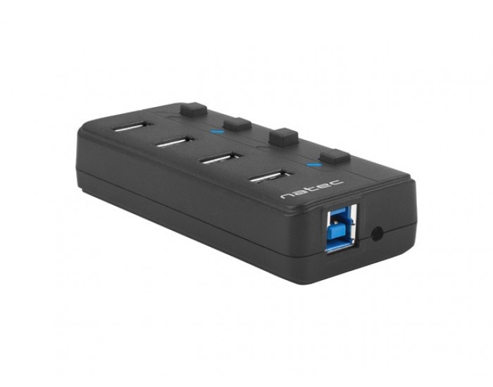 USB хъб Natec USB 3.0 Hub Mantis 2 4-Port On/Off With AC Adapter