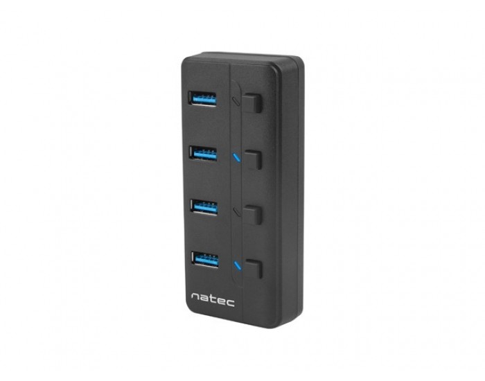 USB хъб Natec USB 3.0 Hub Mantis 2 4-Port On/Off With AC Adapter