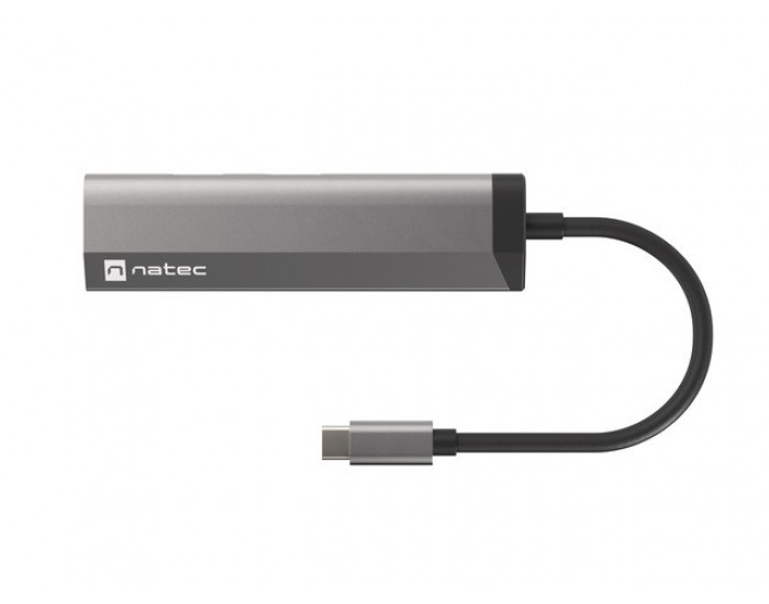 Докинг станция Natec Fowler Multiport Adapter 4 in 1, 2xUSB 3.0 HUB, HDMI 4K, USB-C PD, Slim