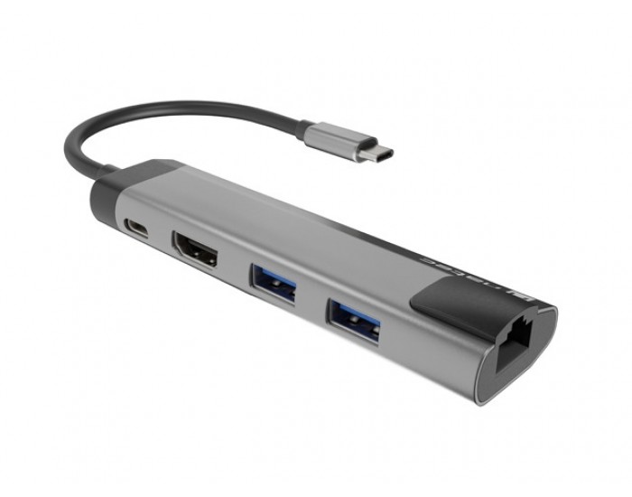 Докинг станция Natec Fowler Go Multiport Adapter 5 in 1, 2xUSB 3.0 HUB, HDMI 4K, USB-C PD, RJ45