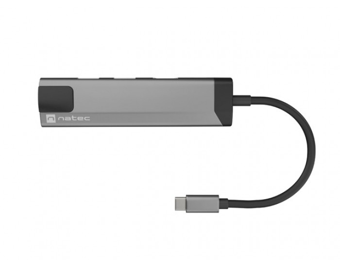 Докинг станция Natec Fowler Go Multiport Adapter 5 in 1, 2xUSB 3.0 HUB, HDMI 4K, USB-C PD, RJ45