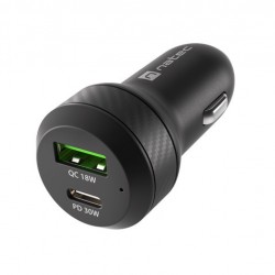 Зарядно устройство Natec Coney 1xUSB, 1xUSB-C Quick charger 48W, Black - Natec