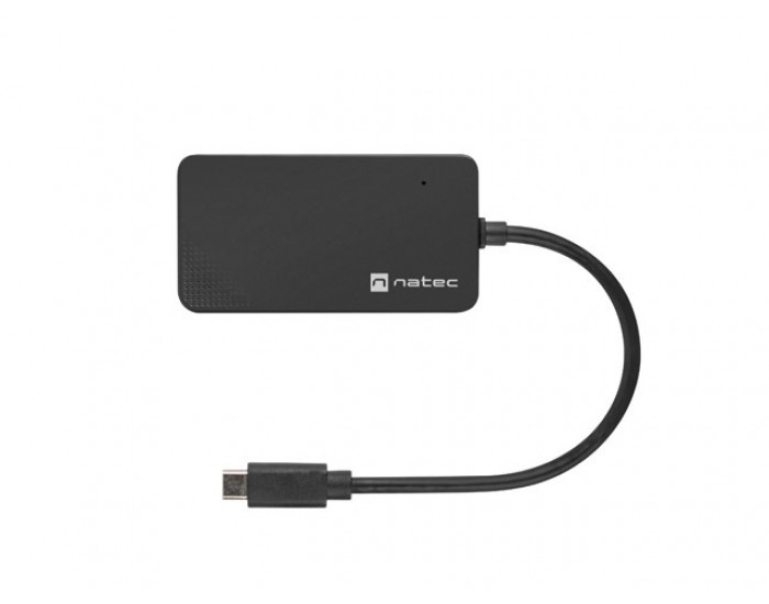 USB хъб Natec usb 3.0 hub silkworm 4-ports black usb-c