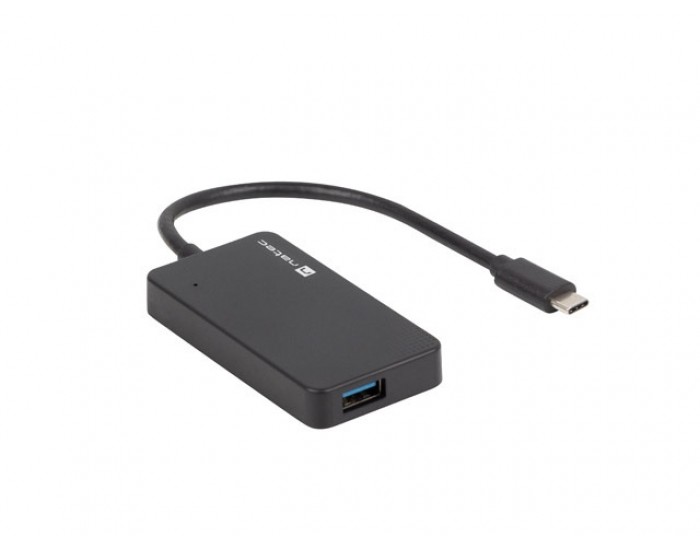 USB хъб Natec usb 3.0 hub silkworm 4-ports black usb-c