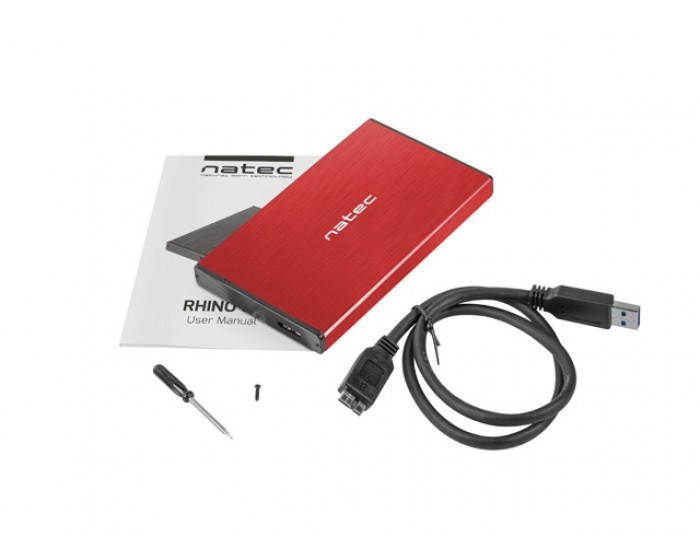 Кутия за твърд диск Natec External HDD/SSD Enclosure Rhino Go SATA 2.5" USB 3.0 Red