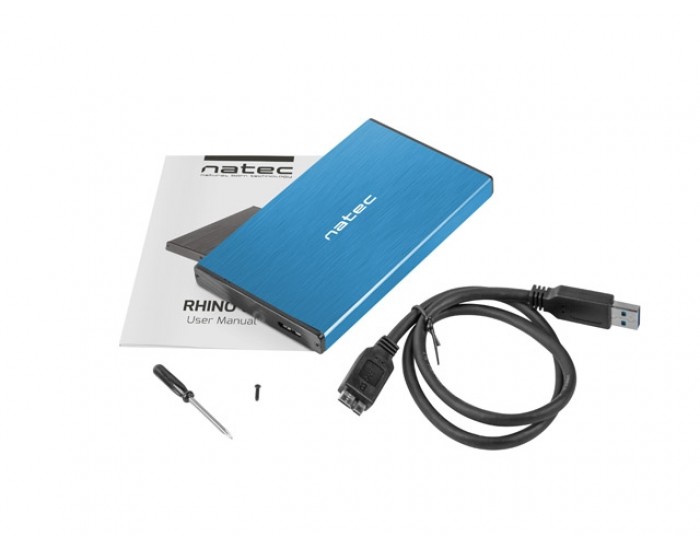 Кутия за твърд диск Natec External HDD/SSD Enclosure Rhino Go SATA 2.5" USB 3.0 Blue