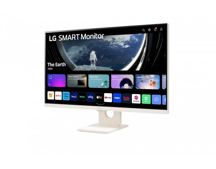 Монитор LG 27SR50F-W, 27" IPS Smart webOS23, Anti-Glare, 5ms, 1000:1, 250cd/m, FHD 1920x1080, HDR 10, HDMI, USB, Wi-Fi B/in, Reader Mode, Speakers 5W x 2, Tilt, Black