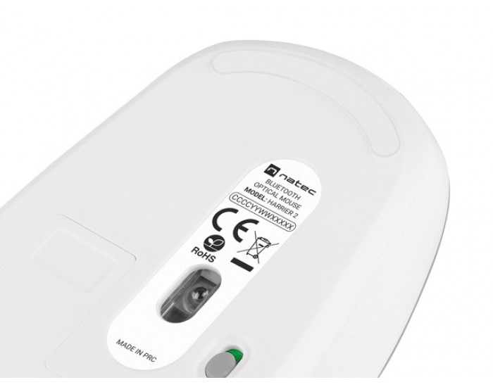 Мишка Natec Mouse Harrier 2 Wireless 1600 DPI Bluetooth 5.1 White-Grey