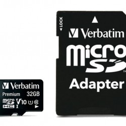 Памет Verbatim micro SDHC 32GB Class 10 (Incl. Adaptor) - USB Хъбове, Четци и Флашки