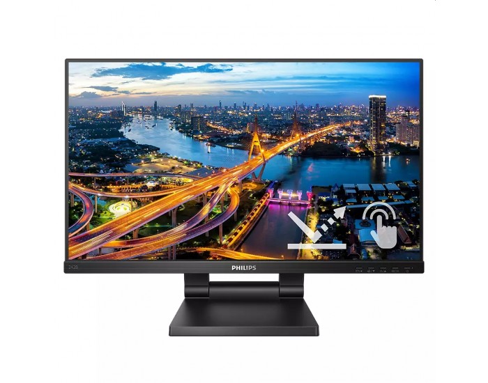 Монитор Philips 242B1TC/00, 23.8" Touch (anti-glare), IPS, WLED, 1920x1080@75Hz, 4ms GTG, 250cd m/2, 1000:1, DCR 50M:1, FlickerFree, Low Blue Mode, 2Wx2, Tilt, Height Adjust, D-SUB, HDMI, DP, USB hub