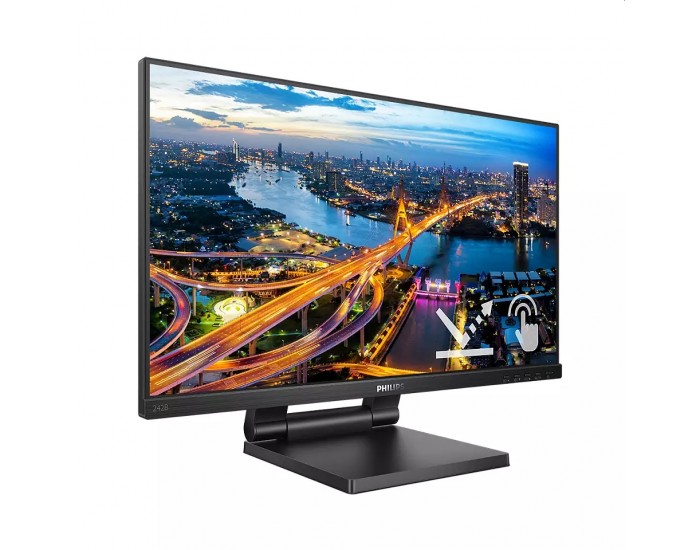 Монитор Philips 242B1TC/00, 23.8" Touch (anti-glare), IPS, WLED, 1920x1080@75Hz, 4ms GTG, 250cd m/2, 1000:1, DCR 50M:1, FlickerFree, Low Blue Mode, 2Wx2, Tilt, Height Adjust, D-SUB, HDMI, DP, USB hub