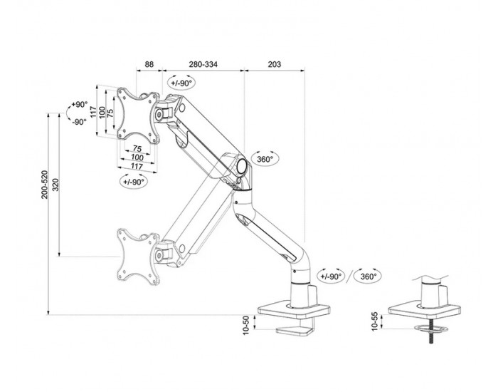 Стойка Neomounts by Newstar Next One Desk Mount, single display (topfix clamp &grommet)