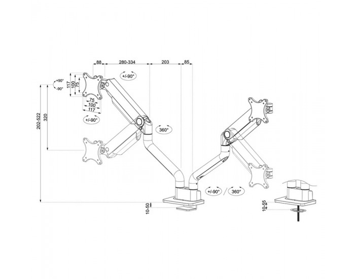 Стойка Neomounts by Newstar Next One Desk Mount, double display (topfix clamp &grommet)