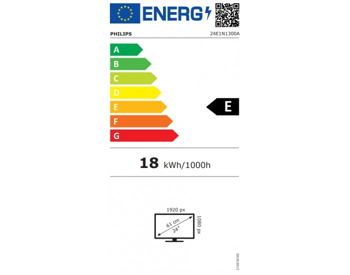 Монитор Philips 24E1N1300A, 23.8" IPS WLED, 1920x1080@100Hz, 4ms GtG, 1ms MPRT, 250cd m/2, 1300:1, Mega Infinity DCR, Adaptive Sync, FlickerFree, Low Blue Mode, 2Wx2, Tilt, HDMI, USB hub