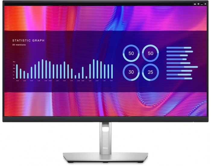 Монитор Dell P2723DE, 27" Wide LED AG IPS Panel, 5ms, 1000:1, 350 cd/m2, 2560x1440, 99% Srgb, HDMI, DP, USB-C hub, USB 3.2 Gen, RJ45, ComfortView, Height, Pivot, Swivel, tilt, Black