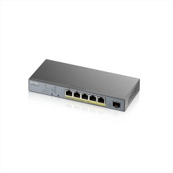 Комутатор ZyXEL GS1350-6HP, 6 Port managed CCTV PoE switch, long range, 60W, 802.3BT - ZyXEL