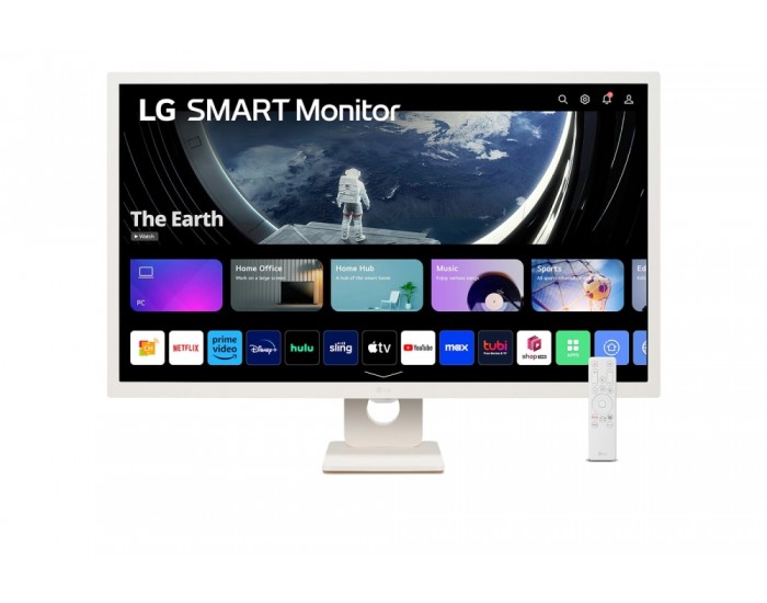 Монитор LG 32SR50F-W, 31.5" IPS Smart webOS23, Anti-Glare, 8ms, 1200:1, 250cd/m, sRGB 99%, FHD 1920x1080, HDR 10, HDMI, USB, Wi-Fi B/in, AirPlay 2, Speacers 5W x 2, Tilt, White