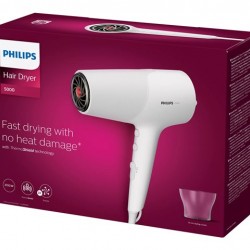 PHILIPS Hair dryer 2100W Series 5000 ThermoShield technology 5 heat and speed settings ionic care white - Малки домакински уреди