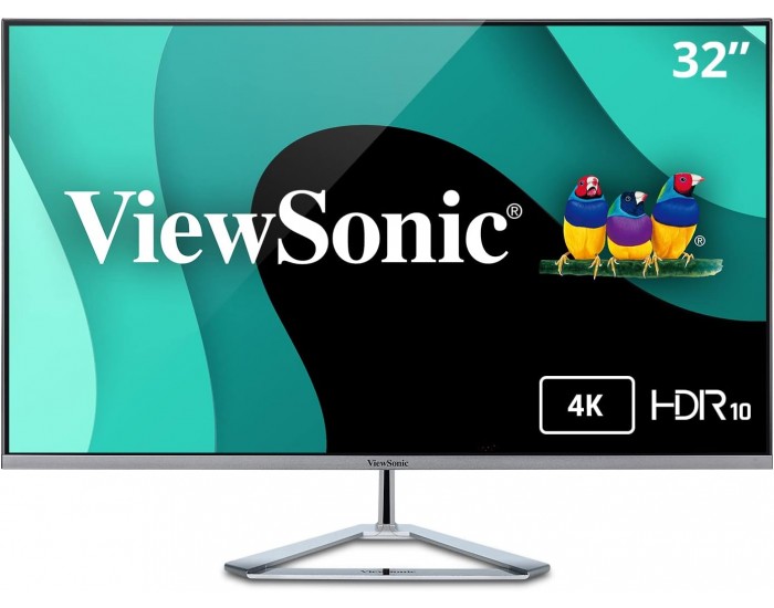 VIEWSONIC VX3276-4K-MHD 32inch 16:9 3840x2160 UHD SuperClear VA monitor 2 HDMI DP Mini DP frameless silver bezel silver stand