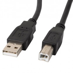 Кабел Lanberg USB-A (M) -> USB-B (M) 2.0 cable 1.8m, black ferrite - Lanberg