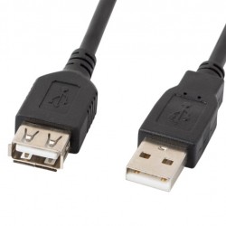 Кабел Lanberg extension cable USB 2.0 AM-AF, 1.8m, black - Lanberg