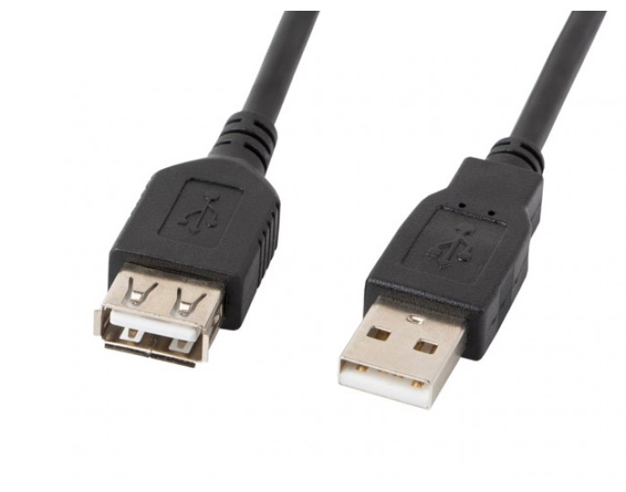 Кабел Lanberg extension cable USB 2.0 AM-AF, 1.8m, black