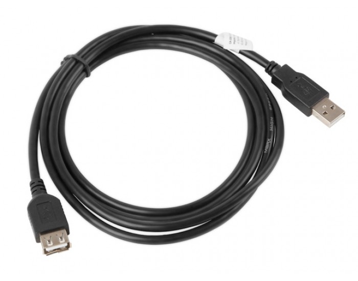 Кабел Lanberg extension cable USB 2.0 AM-AF, 1.8m, black