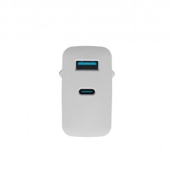 Адаптер Natec USB Charger Ribera Gan 1X USB-A + 1X USB-C 45W, White - Natec