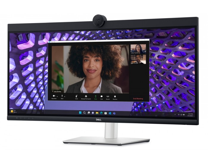 Монитор Dell P3424WEB, 34" Curved Video Conferencing, WQHD AG, IPS, 21:9, 5ms, 1000:1, 300 cd/m2, (3440x1440 ), 99% sRGB, HDMI, DP, USB-C, USB 3.2 hub, RJ45, ComfortView Plus, Height Adjustable, Swivel, Tilt, Black