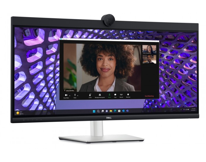 Монитор Dell P3424WEB, 34" Curved Video Conferencing, WQHD AG, IPS, 21:9, 5ms, 1000:1, 300 cd/m2, (3440x1440 ), 99% sRGB, HDMI, DP, USB-C, USB 3.2 hub, RJ45, ComfortView Plus, Height Adjustable, Swivel, Tilt, Black