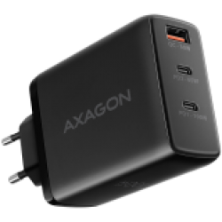 AXAGON ACU-DPQ100 GaN Wall charger, 3x port (USB + dual USB-C), PD3.0/QC4+/PPS/Apple, 100W, black - Офис