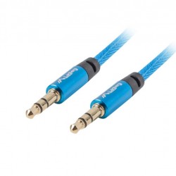 Кабел Lanberg mini jack 3.5mm M/M 3 pin cable 1m, blue premium - Lanberg