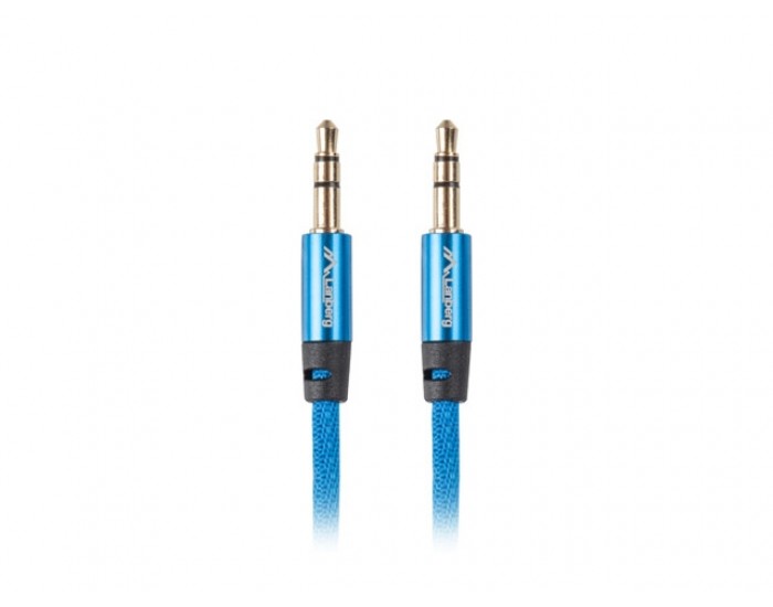 Кабел Lanberg mini jack 3.5mm M/M 3 pin cable 1m, blue premium