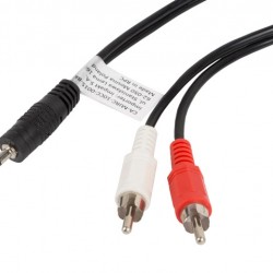 Кабел Lanberg mini jack 3.5mm (M) 3 pin -> 2X RCA (chinch) (M) cable 1.5m - Lanberg