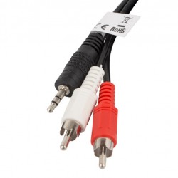 Кабел Lanberg mini jack 3.5mm (M) 3 pin -> 2X RCA (chinch) (M) cable 2m - Lanberg