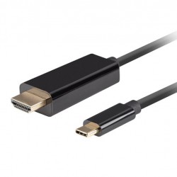 Кабел Lanberg USB-C (M) -> HDMI(M) 2.0 4K 60hz cable 0.5m, black - Lanberg