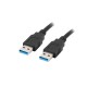 Кабел Lanberg USB-A (M) -> USB-A (M) 3.0 cable 1.8m, black