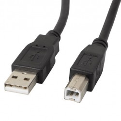 Кабел Lanberg USB-A (M) -> USB-B (M) 2.0 ferrite cable 1m, black - Lanberg