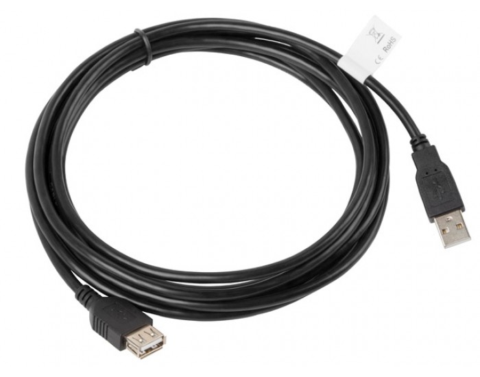 Кабел Lanberg extension cable USB 2.0 AM-AF 2.0, 3m, black