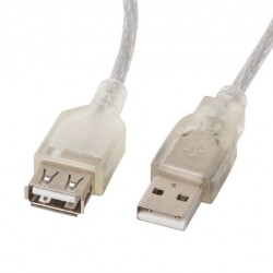 Кабел Lanberg extension cable USB 2.0 AM-AF, 1.8m, transparent ferrite - Lanberg