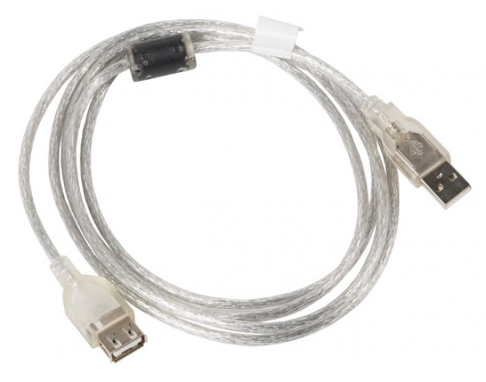 Кабел Lanberg extension cable USB 2.0 AM-AF, 1.8m, transparent ferrite