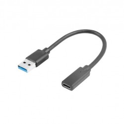 Кабел Lanberg USB-C (F) -> USB-A(M) cable 0.15 m, black - Lanberg