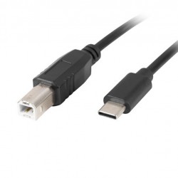 Кабел Lanberg USB-C (M) -> USB-B (M) 2.0 ferrite cable 1.8m, black - Lanberg