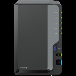 Synology DS224+,Tower, 2-bays 3.5'' SATA HDD/SSD, CPU Intel Celeron J4125 4-core (4-thread) 2.0 GHz, burst up to 2.7 GHz; 2GB DDR4 (expandable up to 6 GB) ; 2 x RJ-45 1GbE LAN Ports; 2x USB 3.2 Gen 1; 1.3 kg; 2yr warranty - Synology