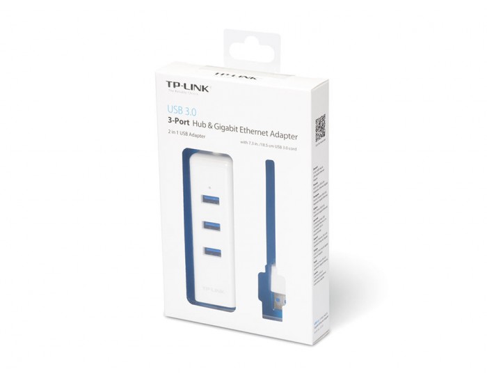 Мрежови адаптер TP-Link UE330 USB 3.0 3-Port Hub & Gigabit Ethernet