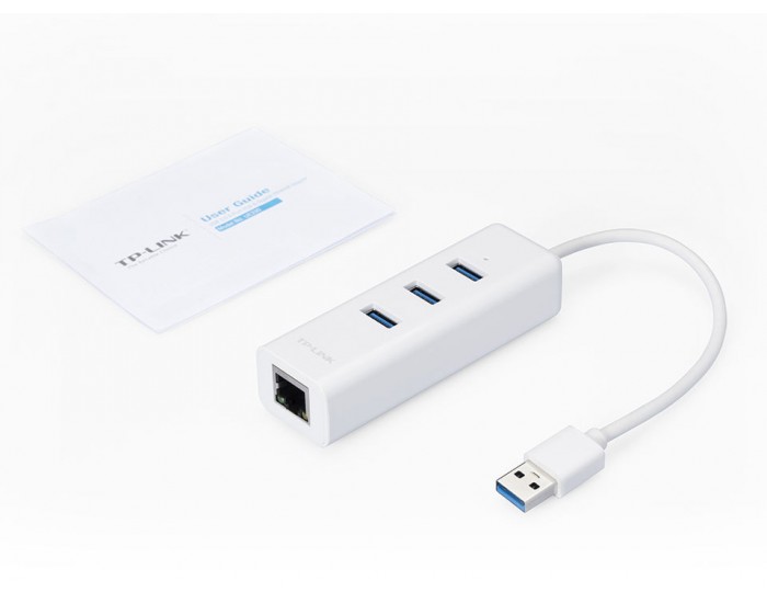 Мрежови адаптер TP-Link UE330 USB 3.0 3-Port Hub & Gigabit Ethernet