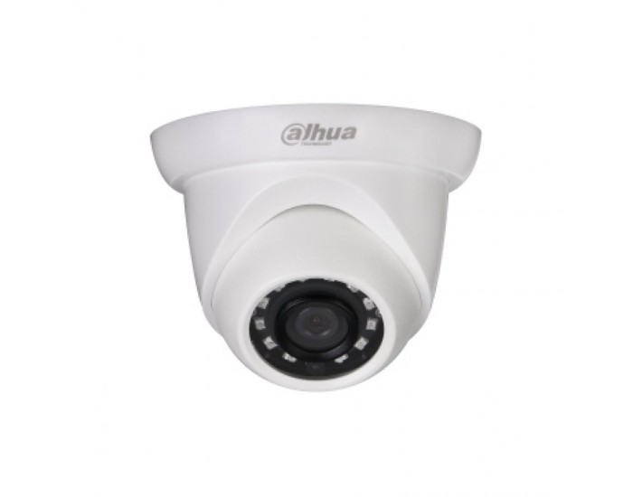 Dahua IP camera 2MP, Eyeball  1/2.7" CMOS, 1920×1080 Effective Pixels, 25fps@1080P, Focal Length 2.8mm (View angle 104°), Max IR distance 30m, 0.08Lux/F2.0, 0Lux/F2.0 IR on, DC12V, PoE, 5.5W, IP67.